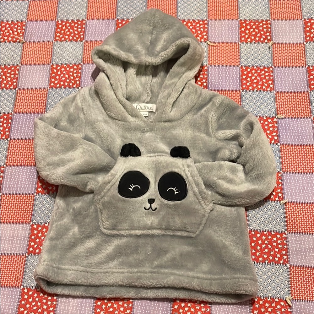 Quiltex Gray Panda Kids Hoodie